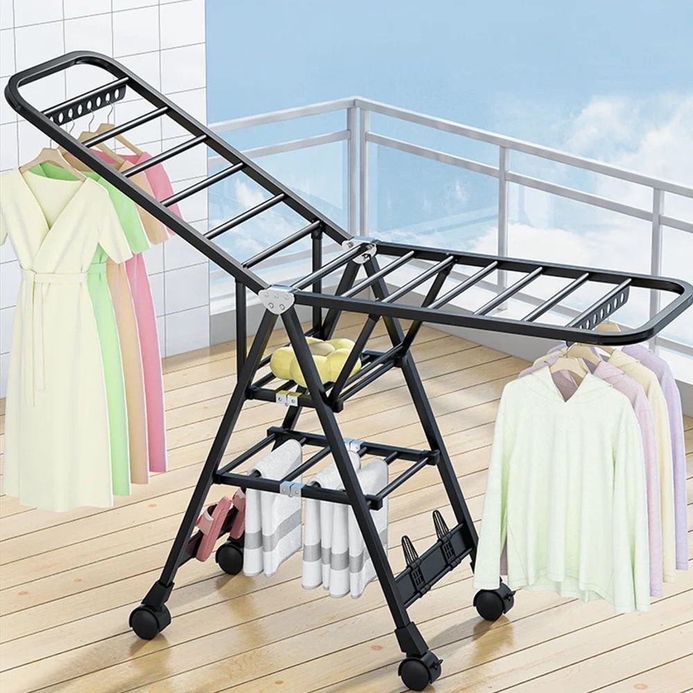 Movable Foldable Laundry Drying Rack