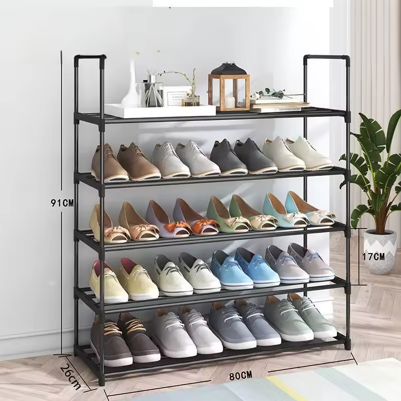 5-Tier Stackable Iron Shoe Rack