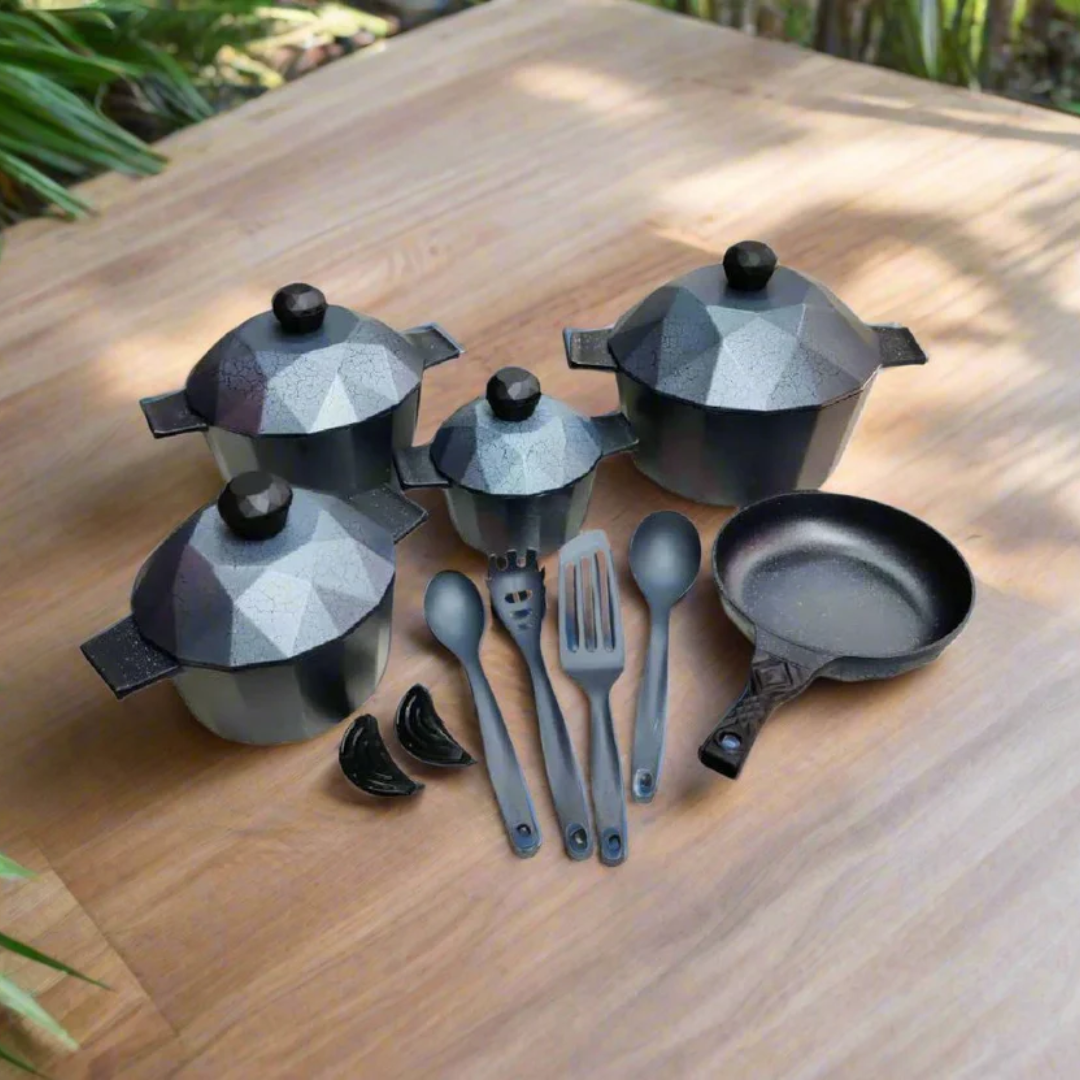 15-Pcs Diamond Die Cast Cookware Set – Premium Kitchen Cookware