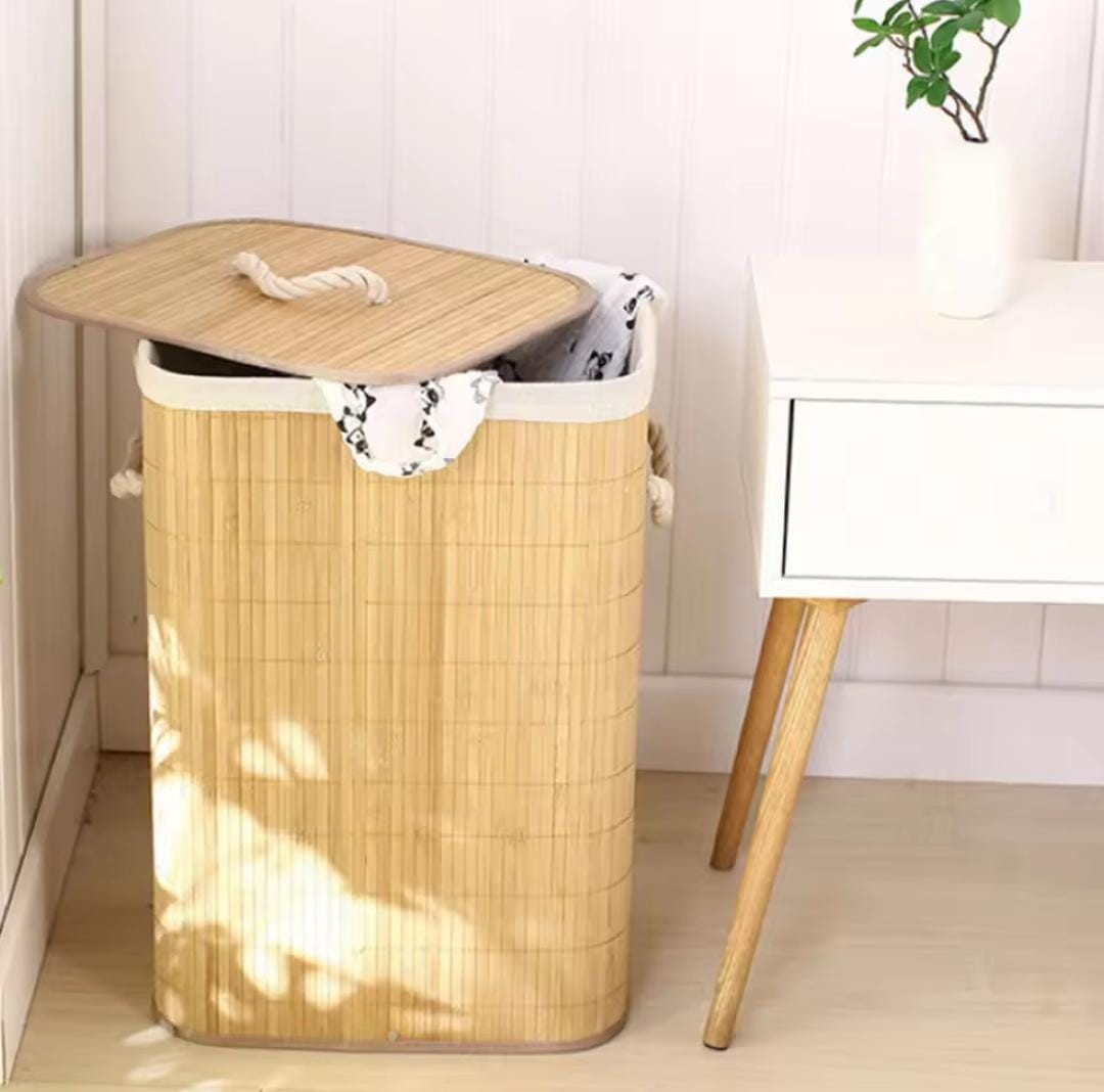 Large Capacity Bamboo Laundry Basket