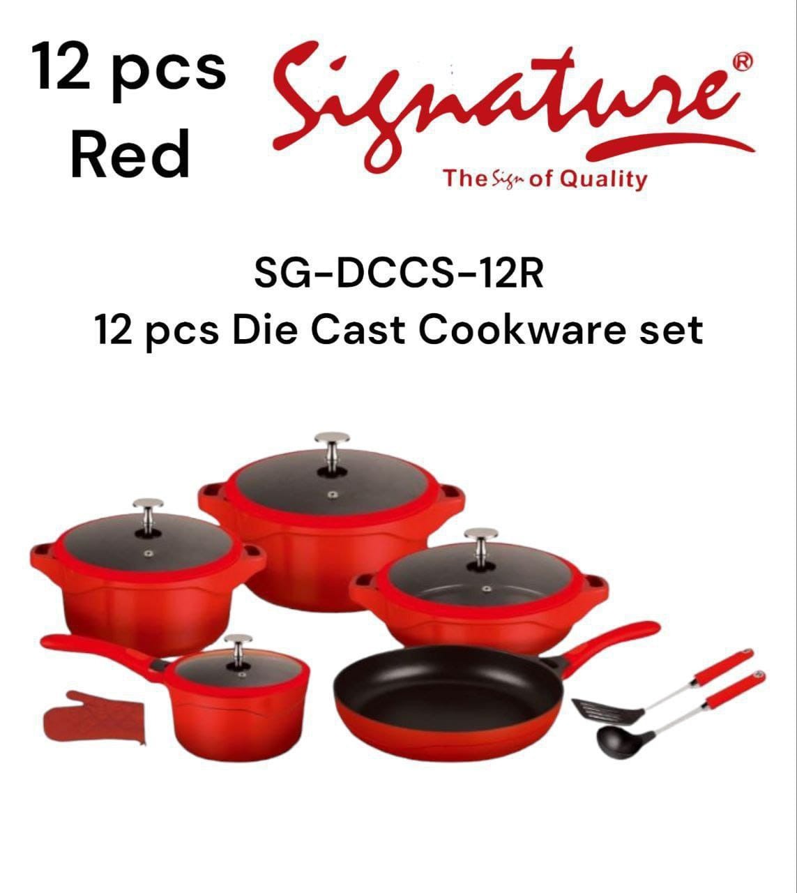 12-Pcs Die Cast Cookware Set – Durable Kitchen Cookware