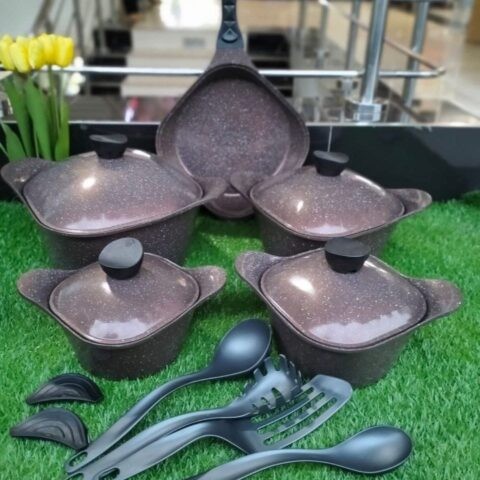 15 Pcs Square Die Cast Cookware Set – Premium Non-Stick Kitchen Set